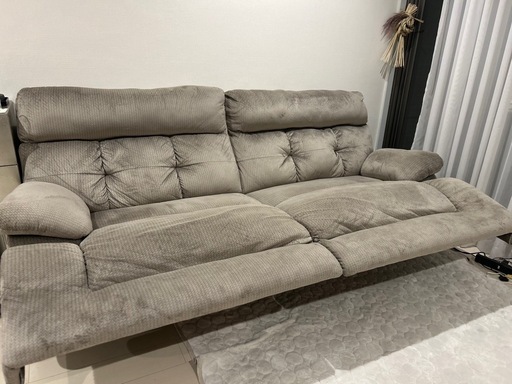 美品】アシュレイ リクライニングソファー（グレー・ふかふか快適