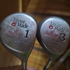 ゴルフクラブ　4本セットはTaylarMade1 10.5° LOFT
                TaylarMade 3  15°LOFT
                 R.K.Mizuno CenterFlag 6
                 R.K.Mizuno MasterFlag7
　の画像