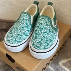 VANS スリッポン 14cm グリーン キッズ