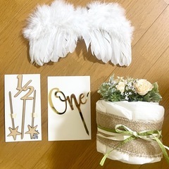 天使の羽　ケーキトッパー　おむつケーキ　新生児　半年　6ヶ月　1...