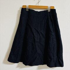 スカート LLサイズ レディース ラメ フレアスカート ブラックの画像