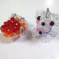 【新品未使用】ビーズ　アクセサリー　チワワ＆ピンポン　ハンドメイド品