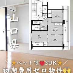 【山口県・宇部市】3DK/💓🐩ペット相談可🐈💓【初期費用ゼロ🙌】