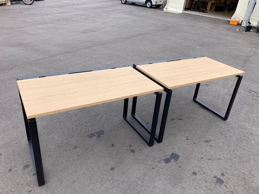 【OF-41】美品 コクヨ オーク×ブラックスチール プレノ デスクシステム 平机 オフィスデスク ワークデスク 袖無し カフェスタイル 事務机 PCテーブル　検)事務机　オフィス チェア　会議 椅子　ロッカー　ミーティングテーブル　応接ソファ 店舗 事務所 什器　書庫 本棚 ラック デスク スチール 美品多数 格安 【中古オフィス家具】
