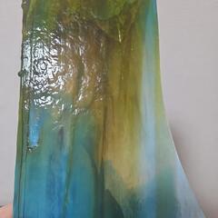 ステンドグラス材料 #14　水色 薄黄色 薄緑 ブルー イエロー グリーンの画像
