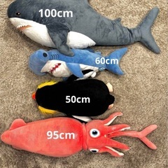 IKEAぬいぐるみ　サメ、イカ、ペンギン