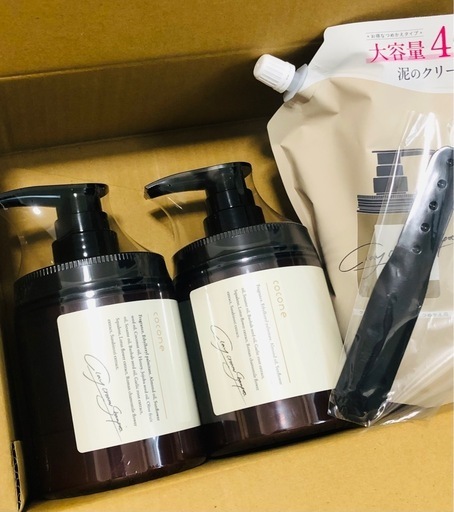 cocone クリームシャンプー ボトル×2本詰替用×4袋　スパチュラ付き　新品 cocone クリームシャンプー ボトル×2本詰替用×4袋 スパチュラ