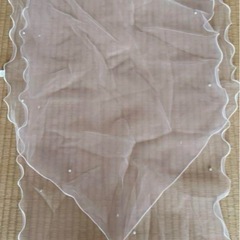 結婚式　ショールオーガンジー 生地 薄ピンク波型約200cm×50cmの画像