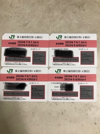 JR東日本（東日本旅客鉄道株式会社）株主優待割引券4枚