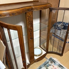 【アンティークキャビネット　飾り棚】イギリス製／引き取り限定（枚方市長尾）の画像