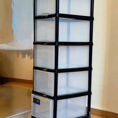 【最終値下げ！】移動カンタン！モノクロ！５段引き出し(透明)