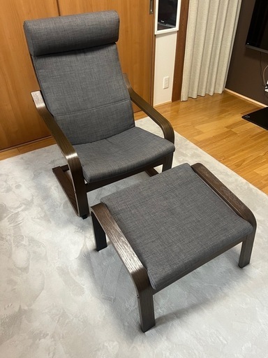 引き取り限定】IKEA ポエング オットマン セッ トグレー使用頻度 美品