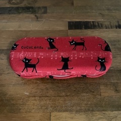 メガネケース　黒猫と音符の画像