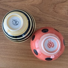 【お取引完了】お子様用　ハチとてんとうむしのおちゃわんの画像