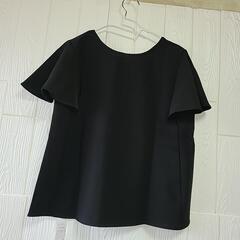 【新品.Lサイズ】前後２WAYフリル袖 黒 半袖トップス(ブラック)#韓国#ゆったりの画像