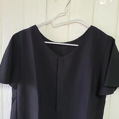 【新品.Lサイズ】前後２WAYフリル袖 黒 半袖トップス(ブラック)#韓国#ゆったりの画像