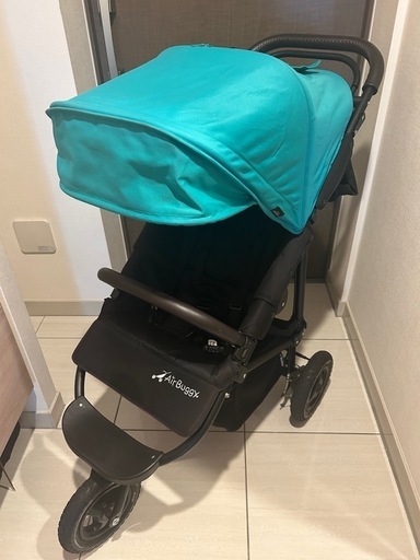 【AirBuggy エアバギー ココ ブレーキモデル】ターコイズブルー／レインカバー＆空気入れ付き