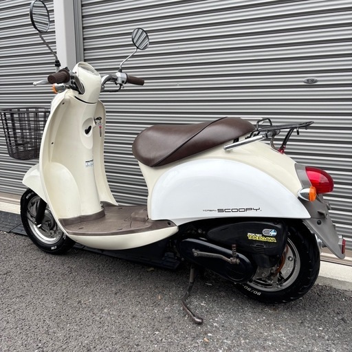 4090.お洒落可愛い　スクーピー　社外マフラー、ホイールカバー　バッテリー新品　千葉県柏市　即日配送、自走引き取りも可能 4090.お洒落可愛いスクーピー社外マフラー、ホイールカバーバッテリー