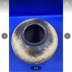 三彩　壺　花器　花瓶　インテリア　陶器　置物　中古　美品　縦19㎝　直径20㎝　カーキ　ブラウン　骨董品　陶芸品　＊B311-2＊の画像