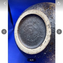 三彩　壺　花器　花瓶　インテリア　陶器　置物　中古　美品　縦19㎝　直径20㎝　カーキ　ブラウン　骨董品　陶芸品　＊B311-2＊の画像