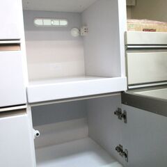 ワークス キッチンラック キッチン収納 キッチンカウンター レンジ棚 キッチンボード 食器棚 飾り棚 サイドボード 幅1195㎜×奥行425㎜×高さ850㎜ ホワイト 配達可の画像