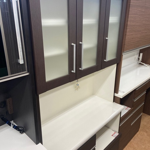 レンジボード 3枚扉 ダークブラウン