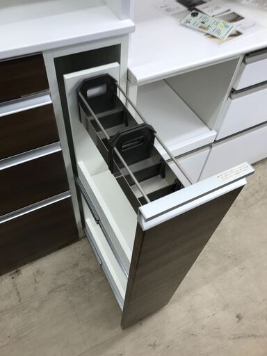 【ジャングルジャングル石津店】エスエークラフト　キッチンボード　ブラウン　キッチン収納　大容量　幅120cm　ファミリータイプ　フルス