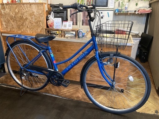 【前輪タイヤ・前輪チューブ新品！】 LEDダイナモ　6段変速　27インチ自転車　マットスカイブルー