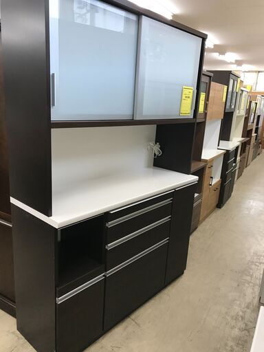 【ジャングルジャングル石津店】松田家具　キッチンボード　ブラウン　キッチン収納　大容量　幅140cm　ファミリータイプ　ソフトクローズレール　新生活　引っ越し　堺市　石津