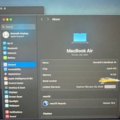 Apple M3チップ搭載のMacBook Air（16GBユニファイドメモリ／512GB SSD）の画像