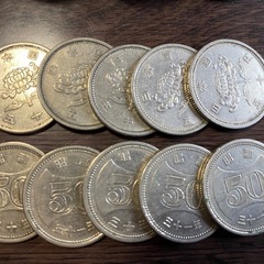 【初代50円硬貨】菊穴なし50円ニッケル貨　100枚セット
の画像