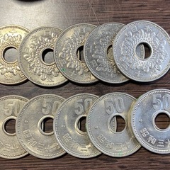 初代穴あき50円玉　菊50円ニッケル貨　100枚セットの画像
