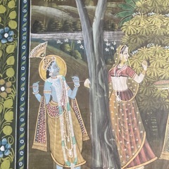 インド伝統絵画 神話的シーン　アート　絵　美術　コレクション　細密画　クリシュナの画像