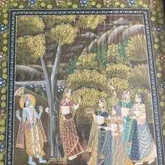 インド伝統絵画 神話的シーン　アート　絵　美術　コレクション　細密画　クリシュナの画像