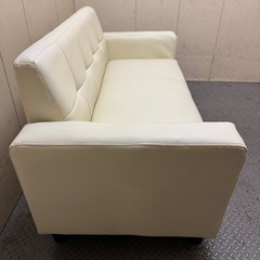 東W12 革製 ソファ ホワイト 2人がけ の画像