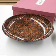 美品 津軽塗 菓子盆 2点セット 唐塗 元箱付 直径25cm 札幌市 清田区 平岡の画像