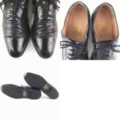 試着交換OK！サルヴァトーレフェラガモ　セミブローグ　ビジネスシューズ〈黒/BLACK/ブラック〉size10D　27.5-28.0/メンズ//men's 菅NO.メZC-41の画像