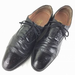 試着交換OK！サルヴァトーレフェラガモ　セミブローグ　ビジネスシューズ〈黒/BLACK/ブラック〉size10D　27.5-28.0/メンズ//men's 菅NO.メZC-41の画像