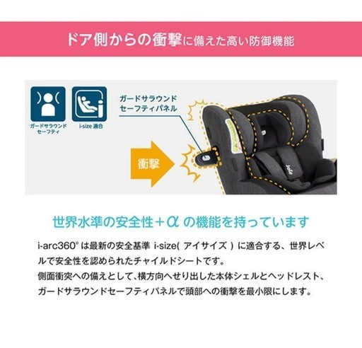 【美品】joie ジョイー アイアーク 360° ISOFIX キャノピー付BK 回転式　