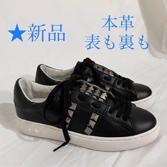 【新品未使用 】　スニーカー 　表裏 　本革　ブラック