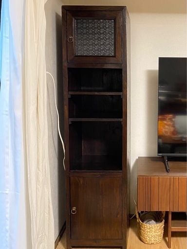 大正〜昭和の硝子入り　アンティーク家具　収納　キャビネット