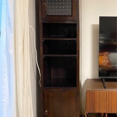 大正〜昭和の硝子入り　アンティーク家具　収納　キャビネット