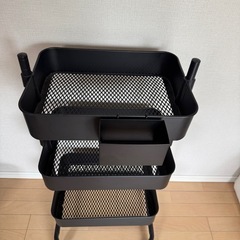 キッチンワゴン　スリム　キャスター付き　3段　黒　ブラック の画像