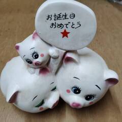 かわいい豚の貯金箱　お誕生日おめでとう　昭和　レトロ　ビンテージ