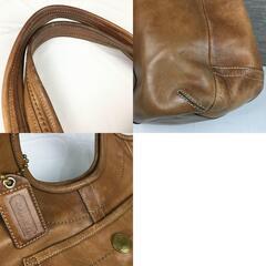 COACH/コーチ　レザー　ハンド/肩掛けバッグ　茶/ブラウン　ロゴキーホルダー　管NO.YB24-3の画像