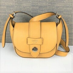 GUESS/ゲス　レザー　ショルダーバッグ　茶/ブラウン　小ぶり...