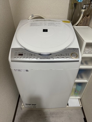 簡易清掃済　8kg　SHARP 
洗濯機　乾燥機能付 　型番:ES-TX8C-W