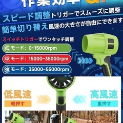 ブロワー ブロアー 強力 洗車 PSE認定 6500mAh大容量バッテリー 2個の画像