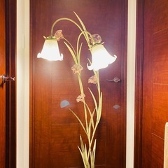 スタンドライト　アイアン製ガラスシェード稼動品　間接照明　アンテ...