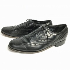 85年製?Vintage 　フローシャイム/FRORSHEIM　フルブローグ　ウイングチップ〈黒/BLACK/ブラック〉size8.5D　26.0-26.5/メンズ//men's 菅NO.WZD-121の画像
